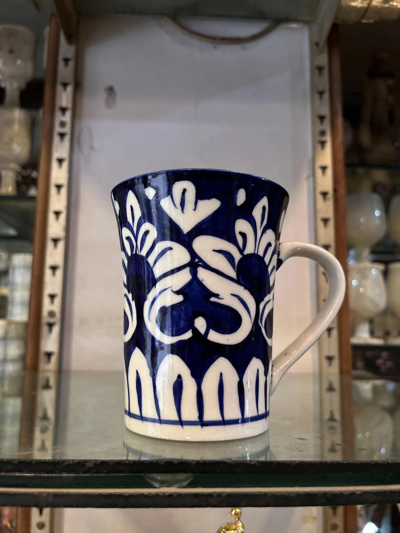 Authentic Pakistani handcrafted Blue Pottery Ceramic Tea Mug (4-Inch) - Artisan Craft from Ghazali Handicrafts Lahore