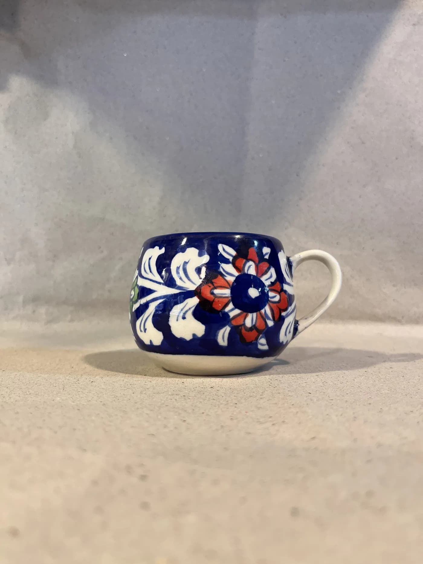 Authentic Pakistani handcrafted Blue Pottery Traditional Tea Cup (3-Inch) (3 inches) - blue pottery from Ghazali Handicrafts Lahore