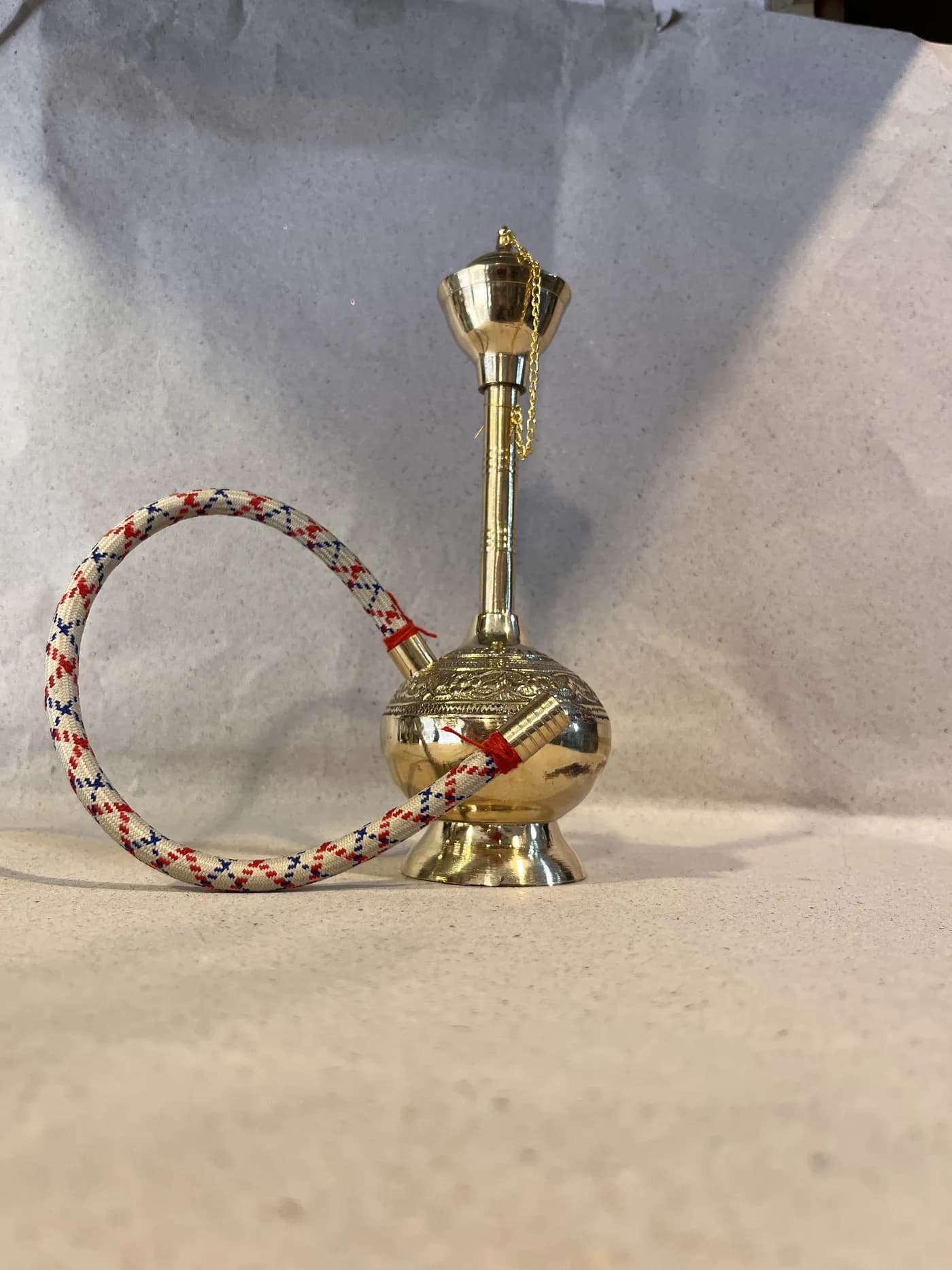 Authentic Pakistani handcrafted Brass Miniature Hookah Showpiece (6-Inch) (6 inches) - brass metal from Ghazali Handicrafts Lahore