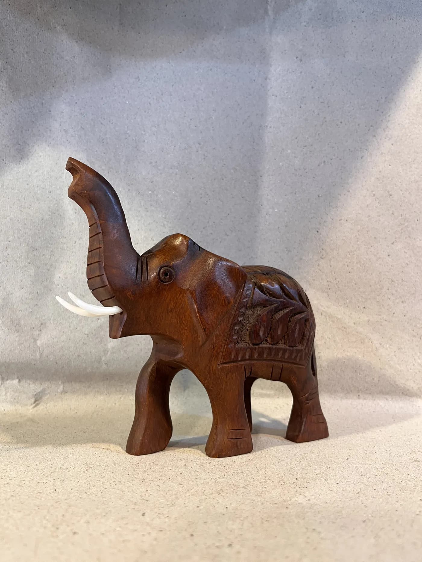 Authentic Pakistani handcrafted Hand-Carved Sheesham Wood Elephant Trio Set (3-Piece) (7,8,9 inches) - sheesham wood from Ghazali Handicrafts Lahore