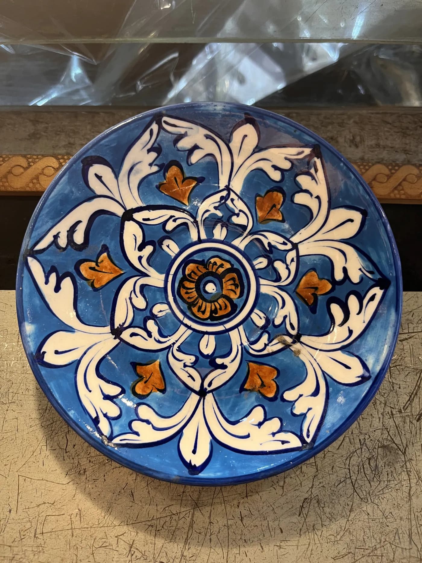 Authentic Pakistani handcrafted Hand-Painted Multani Blue Pottery Hanging Plate (6-Inch) - Artisan Craft from Ghazali Handicrafts Lahore