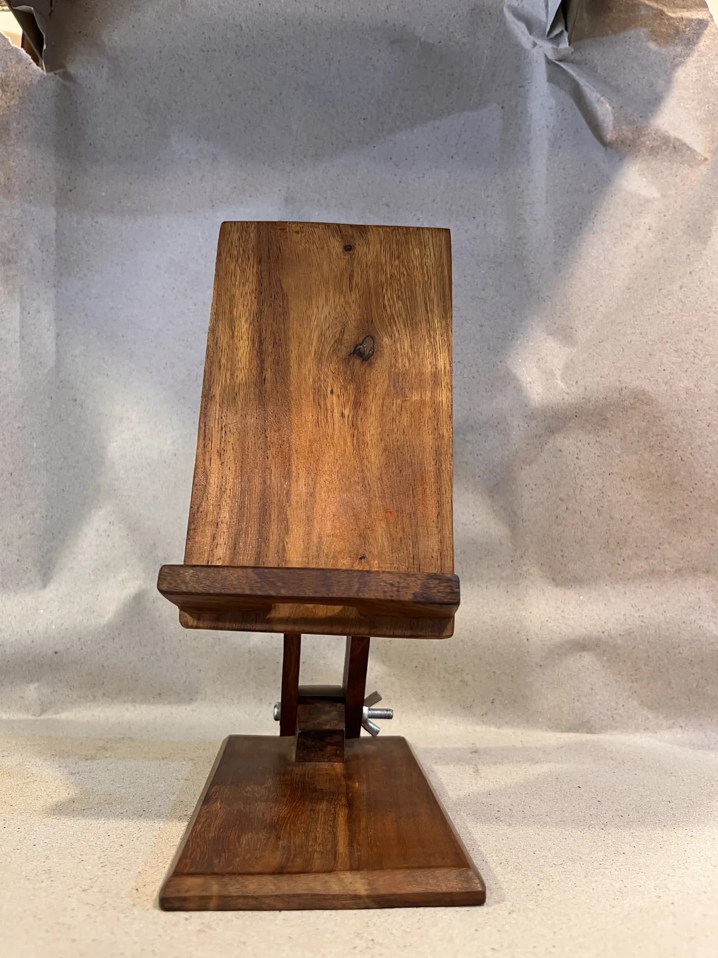 Authentic Pakistani handcrafted Sheesham Wood Adjustable Mobile Stand (10x6 Inch) (10x6 inches) - sheesham wood from Ghazali Handicrafts Lahore