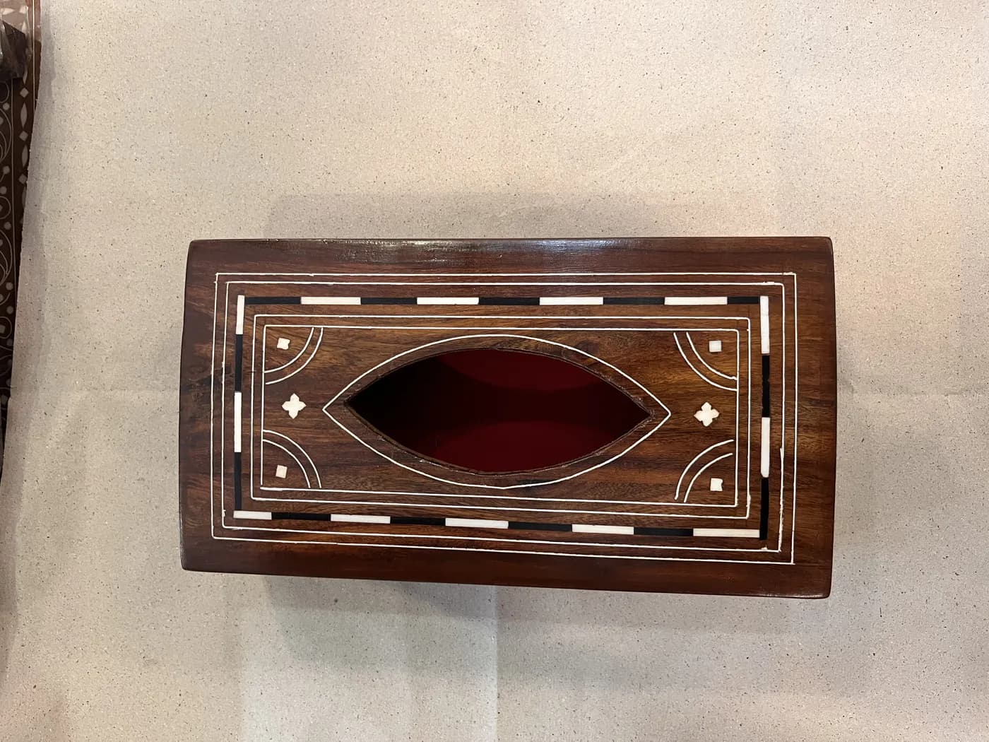 Authentic Pakistani handcrafted Sheesham Wood Tissue Box with Inlay Work (11x6 Inch) - Artisan Craft from Ghazali Handicrafts Lahore