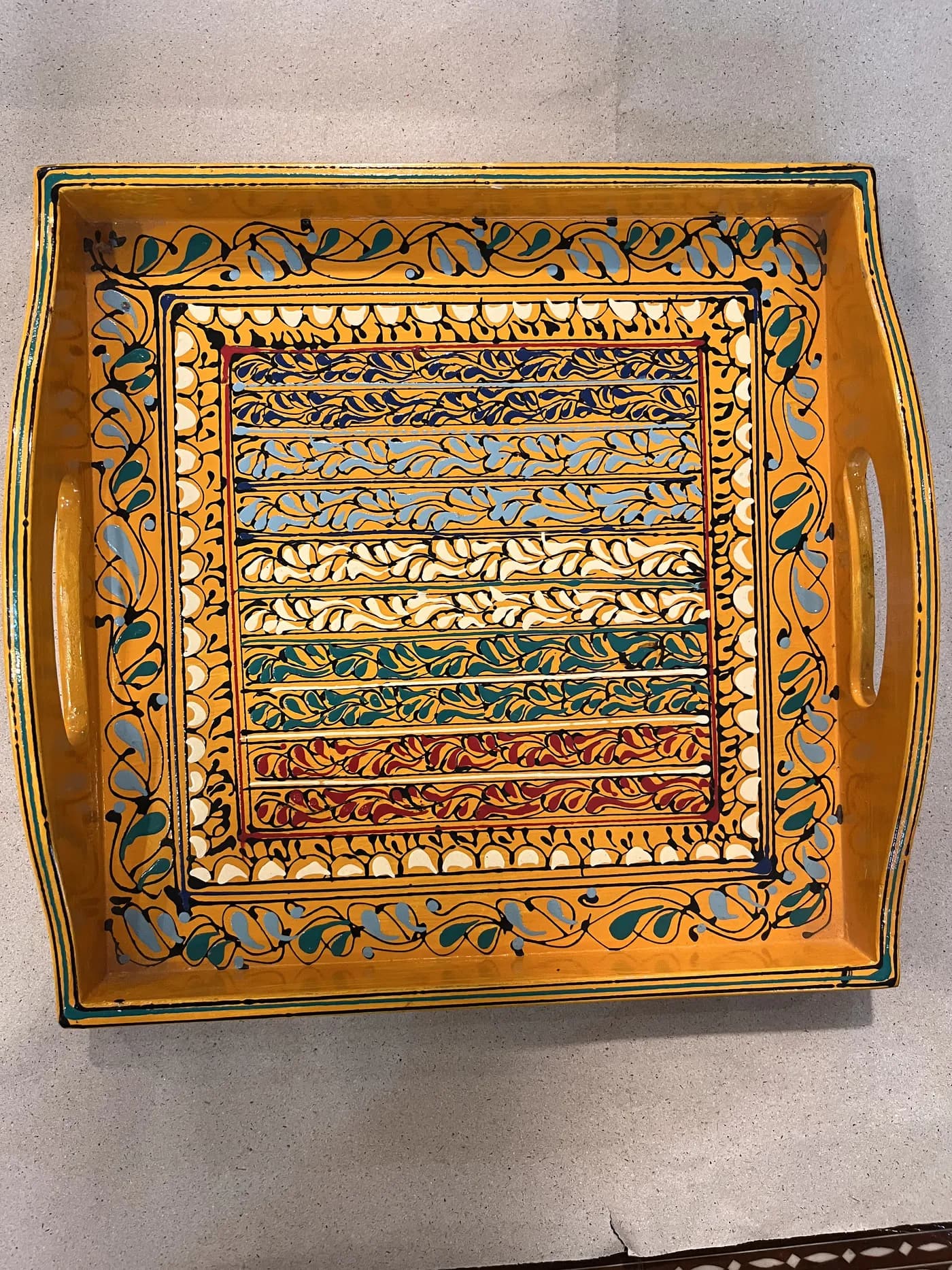 Authentic Pakistani handcrafted Swati Art Tray 8x12 - Artisan Craft from Ghazali Handicrafts Lahore